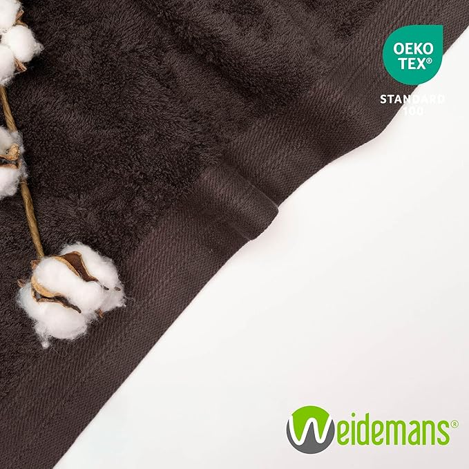 Premium 8 Pieces Towel Set Including 2 Bath Towels 30" x 56", 2 Hand Towels 18" x 30" and 4 Washcloths 13" x 13" - Color: Chocolate | Pure Cotton |Machine Washable high Absorbency