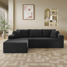 105''Sectional Cloud Couch with L Shaped Chaise,Modern Modular Sectional Sofa,Comfy Sectional Couches for Living Room,Bedroom,Apartment (Black, 105''W Left Facing Chaise)