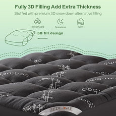 BEDLORE California King Mattress Topper Viscose Derived from Bamboo, Thick Pillow Top Mattress Pad with Stretchable Pockets for 6