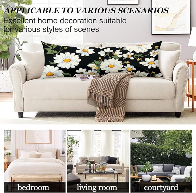 Microfiber Body Pillow Cover with Hidden Zipper,Comfortable Fabric,Floral Print Pattern Body Pillow Case,Lightweight and Breathable,The Size is 20 "X 54"(05-Little Daisy)