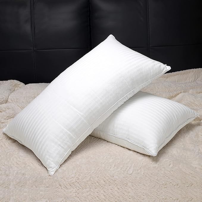 EverSnug Adjustable Layer Luxury Set of 2 Pillows for Side, Front & Back Sleepers, Cooling Hotel Pillows with 3 Layers, Goose Feather Pillow for Sleeping, Neck & Back Support (Queen)
