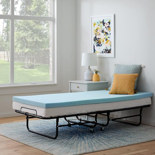 Linenspa Memory Foam Mattress Topper - 2 Inch Gel Infused Memory Foam - Plush Feel - Cooling and Pressure Relieving - CertiPUR Certified - Dorm Room Essentials - Small Twin Size