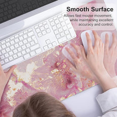 QIYI Large Mouse Pad, Cute Pink Desk Mat for Desktop, Women Girls PU Leather Desk Pad Waterproof Gaming Mousepad, Rose Gold Marble Computer Protector Writing Pad for School Office Home 31.5