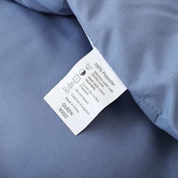 ROSGONIA California King Comforter Set Slate Blue, 3pcs (1 Boho Blue Cal King Comforter & 2 Pillowcases) All Season Lightweight Bedding Blanket Quilt