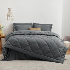 Love's cabin Twin XL Comforter Set Dark Grey, 5 Pieces Twin XL Bed in a Bag, All Season Bedding Sets with 1 Comforter, 1 Flat Sheet, 1 Fitted Sheet, 1 Pillowcase and 1 Pillow Sham