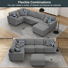 Legend Vansen Modular Sectional Sofa U Shaped Couch with Ottoman Modern Reversible Corner Sectional Couch for Living Room (Dark Grey, U Shaped Sofa-1)