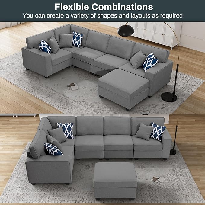 Legend Vansen Modular Sectional Sofa U Shaped Couch with Ottoman Modern Reversible Corner Sectional Couch for Living Room (Dark Grey, U Shaped Sofa-1)