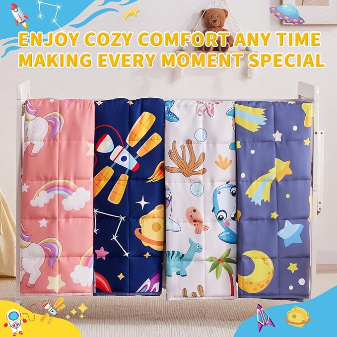 anfie Weighted Blanket Kids (50"x60" 5lbs), Weighted Blanket Cooling Blanket for Sleeping,Throw Size Breathable Blanket with Premium Glass Bead(Blue Aerospace)