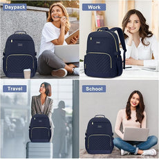 Laptop Backpack for Women Bookbag: 15.6 inch Work Backpacks with Pouch Pocket for Large Capacity Cup & USB Charger College Book Bag Travel Business Nurse Teacher Bookbags Anti-theft Back Pack