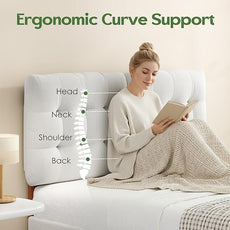 Upholstered Headboard Queen Size, Adjustable Height Queen Headboard Only from 39”to 44”with Durable Solid Wood Legs, Modern Button Diamond Fabric Bed Head Board with Width Adapters, Beige