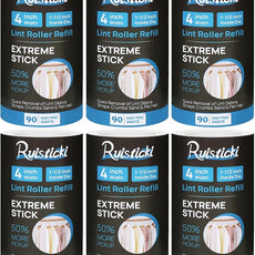 4 inch Extreme Stick Lint Roller Refills for Evercare PetLovers Value Pack of 6 Extra Sticky Pet Lint Roller Refills 90 Sheets per Roll - 540 Sheets Total (Inside Dia. 1 1/2 inch)