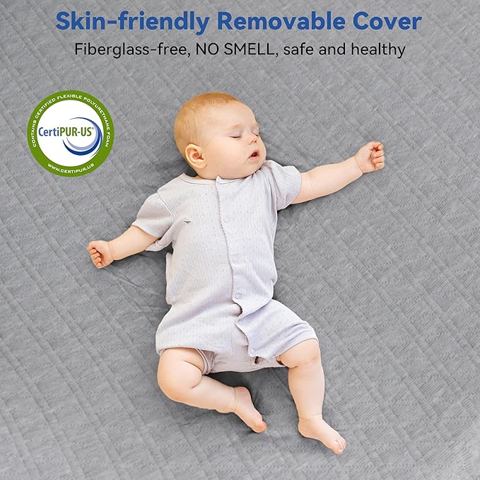 Vipbear Full Size 3 Inch Mattress Topper, Cooling Gel Memory Foam with Bamboo Fiber Cover, Medium Firm Spine Support