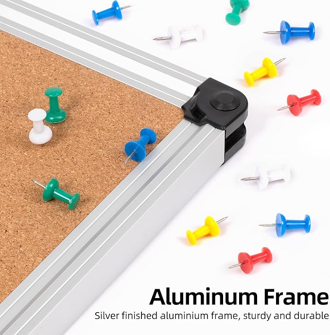 Board2by Extra Large Cork Bulletin Board 96" X 48", Silver Aluminum Framed 8'x4' Corkboard for Wall, Wall Mounted Notice Pin Board with 18 Push Pins for School, Home & Office