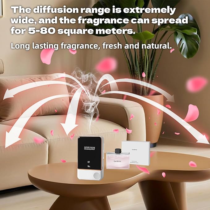 Waterless Essential Oil Diffuser for Home & Office Cordless Battery Operated Aroma Diffuser with 7 Mist Levels, Ultrasonic Air Freshener for Large Rooms Bedroom (6Piece Essential Oil Set)