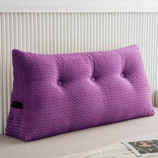 Large Bolster Triangular Headboard Wedge Backrest Positioning Support Bed Rest Reading Pillows Headboard Wedge Pillows for Day Bed with Removable Cover