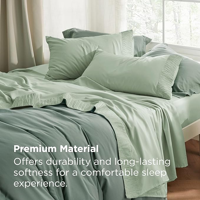 Bedsure King Size Sheets Set - 4 Pieces Soft King Sheets - Breathable & Cooling - Hotel Luxury - Easy Care Polyester Microfiber Bedding for Women, Men, Sage Green