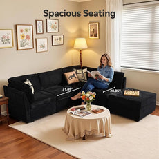 Modular Sectional Sofa,5 Pieces Sectional Couches for Living Room,131X65 L Shaped Cloud Couch with Ottoman Chaise Set