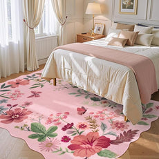 Lahome Floral Living Room Rugs, Pink Area Rugs 5x7 Rug for Bedroom Ultra-Thin Soft Rug, Non-Slip Washable Rugs Stain Resistant Throw Boho Rug for ‎‎Nursery Playroom Classroom (5x7ft, Pink)