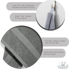 100% Cotton Bath Towel Set of 12-4 Bath Towels, 4 Hand Towels, 4 Wash Cloths, Sustainable, Soft, Highly Absorbent, Combed Cotton 12 Piece Set for Hotels, Spa, Bathroom, Dorm, Grey