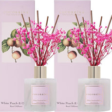 Cocorrína Reed Diffuser Set - White Peach& Oolong Reed Diffuser 2 Packs 6.7oz Scent Fragrance Oil Diffuser for Bedroom Bathroom