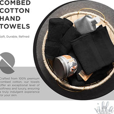 100% Cotton Hand Towel Set of 4, (16 x 28 inches) Sustainable, Soft, Highly Absorbent, Quick Drying, Combed Cotton Hand Towels Pack of 4 Ideal for Hotels, Spa, Bathroom, Dorm, Black