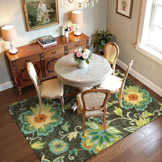 Lahome Machine Washable Floral Living Room Rugs - 5x7 Area Rugs for Bedroom Non-Slip Large Throw Kitchen Rug Soft Green Modern Dinning Room Rug Distressed Indoor Carpet for Entryway Office Room
