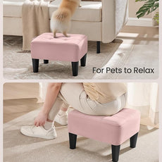 SONGMICS Foot Stool with Legs, Small Footstool Ottoman, Velvet Seat with Thick Cushion, for Living Room, Bedroom, Entryway, 330 lb Weight Capacity, Jelly Pink ULOM501R01