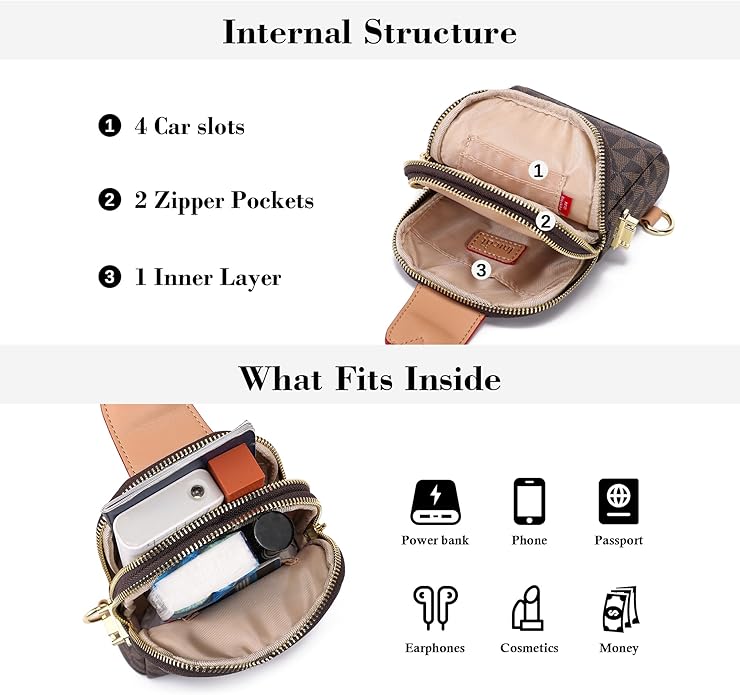 INICAT Travel Small Crossbody Sling Bags Women Cross Body Purses Passport Holder Vegan Leather Fanny Packs Birthday Gifts