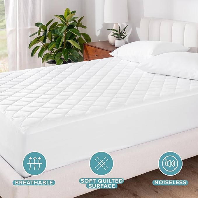 Bare Home Waterproof Quilted Mattress Protector - Cooling Mattress Pad - Protects Against Spills - Easily Washable - Elastic Fitted Mattress Cover - Stretch-to-Fit up to 15 Inches Deep (Full XL)