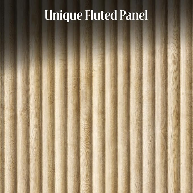 Fluted Buffet Cabinet Sideboard with Storage,Wooden Credenza with 2 Doors&Adjustable Shelve, Modern Accent Cabinets Coffee Bar Bookcase for Living Room,Kitchen Dining Room Entryway 15"D Natural Oak