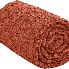 Knitted Weighted Blanket Adults, No Beads Heavy Blanket 36” x 48'' 5lbs, Breathable Chunky Knit Blanket, Cooling Weighted Blanket for Hot Sleepers, Christmas Home Decor (Orange)