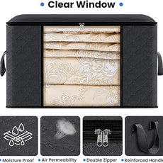 Fab totes Storage Bags,Clothes Blanket Storage Bins Foldable Closet Organizers with Reinforced Handle for Home Dorm Storage and Organization,Fabric Bags for Organizing Sheets,Clothing (Black,4 Pack)