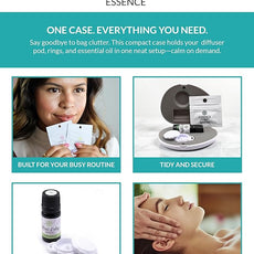 Essence Pearl Travel Case - Wearable Aromatherapy Kit with Nasal Diffuser Rings, Soaking Bay, and 5mL Essential Oil – Portable Wellness Gift Set for On?The?Go Self Care