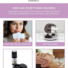 Essence Pearl Travel Case - Wearable Aromatherapy Kit with Nasal Diffuser Rings, Soaking Bay, and 5mL Essential Oil – Portable Wellness Gift Set for On?The?Go Self Care