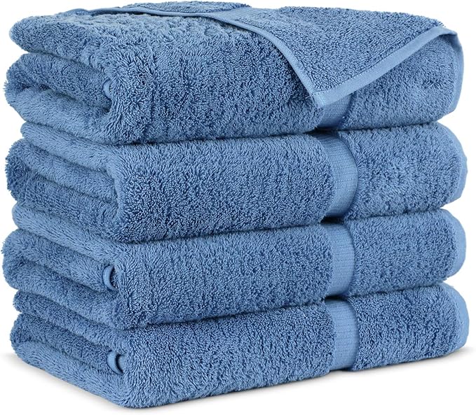 Towel Bazaar Premium Cotton Super Soft and Absorbent Turkish Towels (4-Piece Bath Towels, Wedgewood)