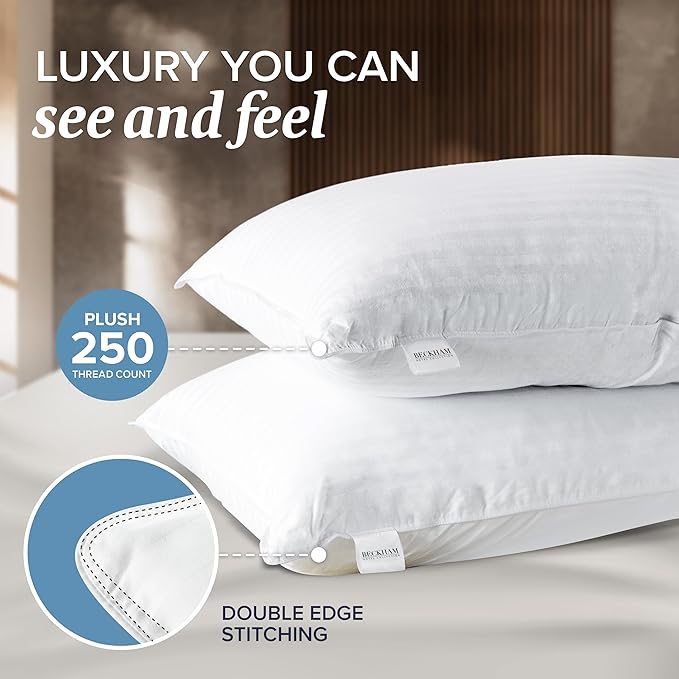 Beckham Hotel Collection King Size Memory Foam (Adjustable Fill) Bed Pillows Set of 2 - Cooling Shredded Foam Pillow for Back, Stomach or Side Sleepers