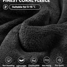 DAVID ARCHY Men's Hooded Robe Soft Coral Fleece Microfiber Bathrobe