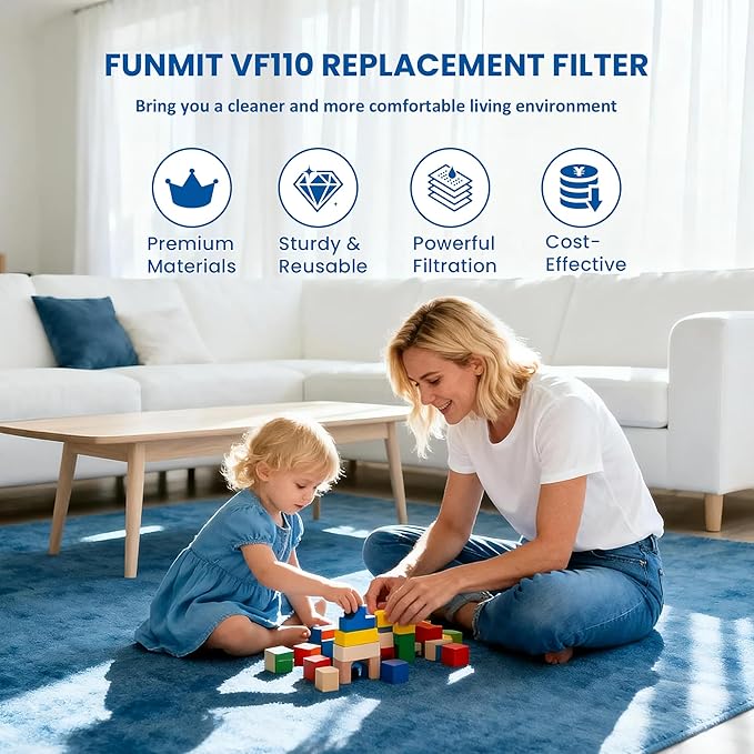 4 Pack Replacement Filter Compatible with Black & Decker Power Tools VF110 Dustbuster Cordless Vacuum CHV1410L CHV9610 CHV1210 CHV1510 CHV1410 CHV1410B BDH2000L Part 90558113-01