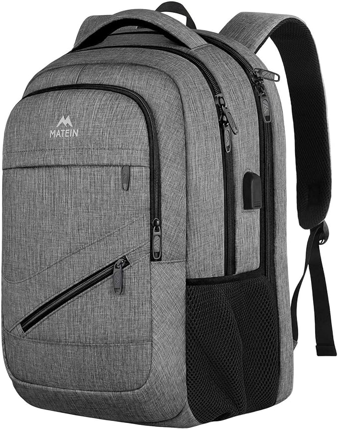 MATEIN Laptop Backpack 15.6 Inch, 20 L Personal Item Bag Airport Approved, Water Resistant Work Commute Computer Backpack with TSA Laptop Compartment, Gifts for Women Men, Grey