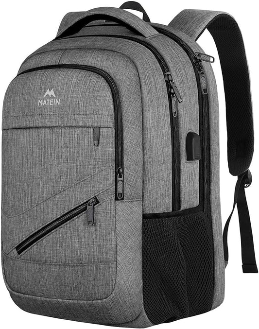 MATEIN Laptop Backpack 15.6 Inch, 20 L Personal Item Bag Airport Approved, Water Resistant Work Commute Computer Backpack with TSA Laptop Compartment, Gifts for Women Men, Grey