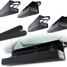 No-Screw Under Desk Cable Management Tray - Self-Adhesive Installation, Cord Management, Cable Tray, Under Desk Wire Organizer - Black Set of 4