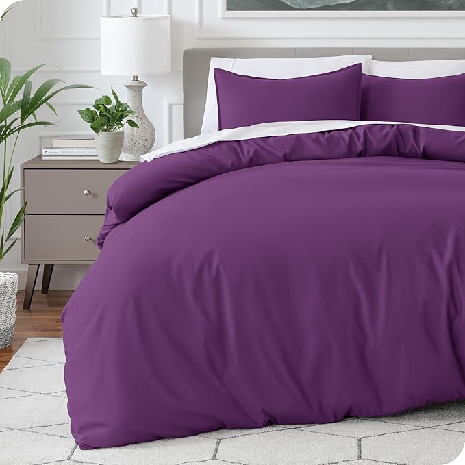 Bare Home Bedding Duvet Cover King Size - Premium 1800 Super Soft Collection - Lightweight, Cooling - Soft Breathable Bedding Duvet Cover (King, Plum)