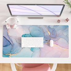 QIYI Large Mouse Pad, PU Leather Desk Mat for Desktop, Waterproof Gaming Desk Pad, Marble Full Desk Accessories Keyboard Mousepad, Abstract Art Home Office Décor 31.5