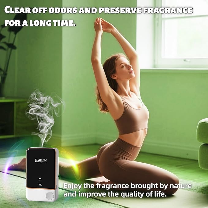 Waterless Essential Oil Diffuser for Home & Office Cordless Battery Operated Aroma Diffuser with 7 Mist Levels, Ultrasonic Air Freshener for Large Rooms Bedroom Bathroom Car Small & Portable