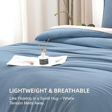 Litanika Comforter Set, Lightweight Solid Bedding Comforter Set, Fluffy Down Alternative Bed Set, Dark Grayish Blue, Super King