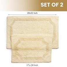 voyzz home Set of 2 Reversible Bath Rug 20x32 inch -17x24 inch | 100% Cotton Hand Tufted Soft & Absorbent Bath Mat|Washable Quick Dry Shaggy Shower Mat | Non-Slip Mordern Bathroom Decor | Yellow…