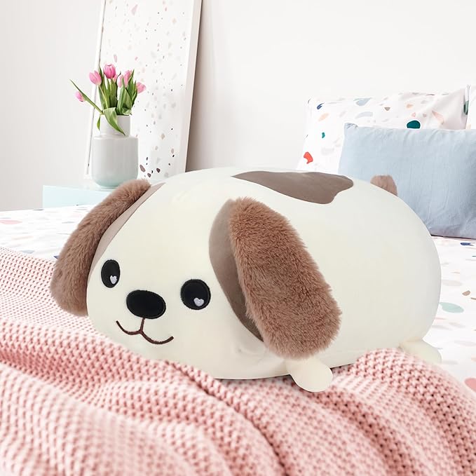 Cuteoy 17.7" Puppy Stuffed Animal Plush Pillow Soft Comfortable Plushies Large Throw Body Pillow Sleeping Dog Plush Toy for Girls Boys Birthday