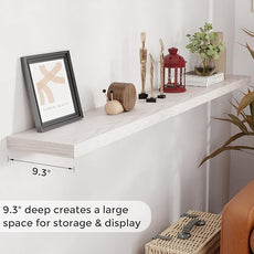 Fun Memories 72 Inch Floating Shelves for Wall, 72x9.3 Large Floating Shelf for Bedroom, Kitchen, Bathroom, Wall Mounted Rustic Wood Shelves with Invisible Bracket for Books, Decor, Brich