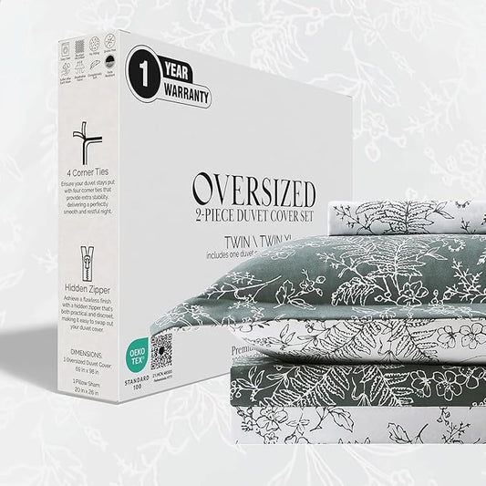SouthShore FINE LINENS Winter Brush Collection - Premium Quality, Soft, Wrinkle, Fade, & Stain Resistant, Easy Care, Oversized Duvet Cover Set, Twin / Twin XL, Teal