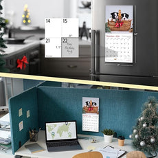 RED EMBER Boston Terrier Puppies 2026 Mini Wall Calendar 12 Month | 7